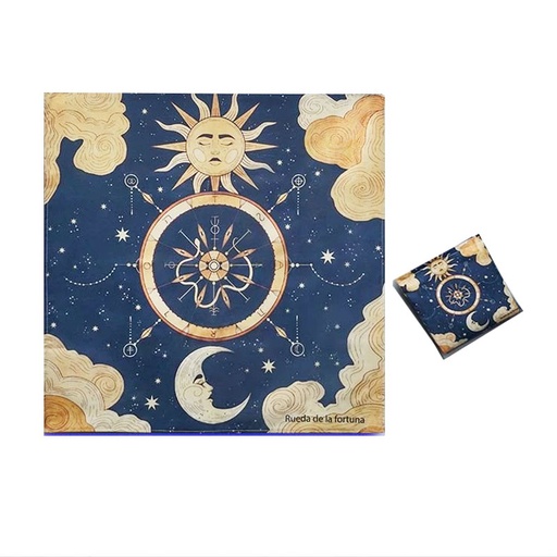 Paño de Tarot 70x70cm, Rueda de la Fortuna Varios Colores