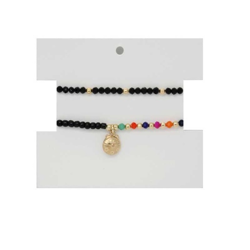 Set Pulseras Elasticas Negras con Gatito