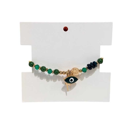 [¨64783] Pulsera Verde con Estrella, Ojo Turco, Rayo y Luna