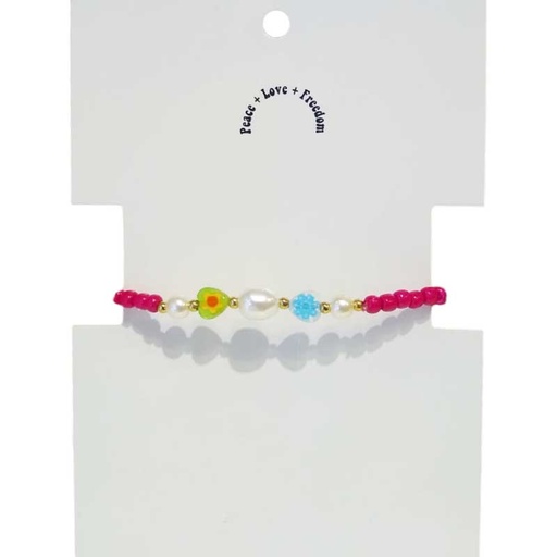 Pulsera Fucsia con Corazones