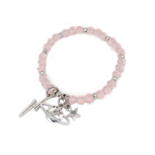 Pulsera Rosa con Planeta, Rayo y Estrella