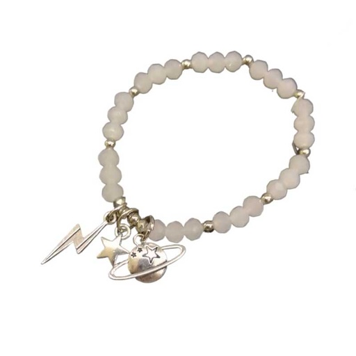 [¨68827] Pulsera Blanca con Planeta, Rayo y Estrella