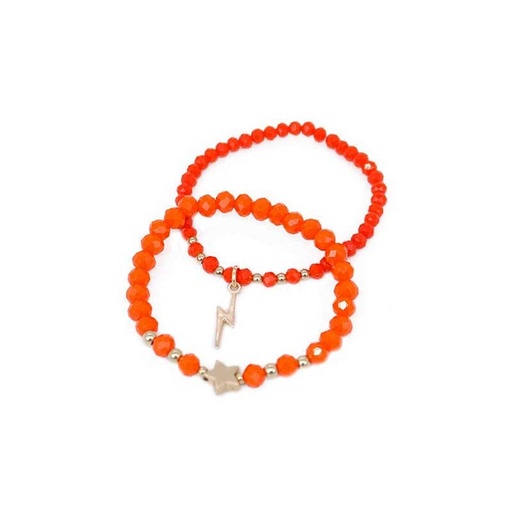 [¨67543] Set Pulseras Elasticas Naranjas con Estrella y Rayo