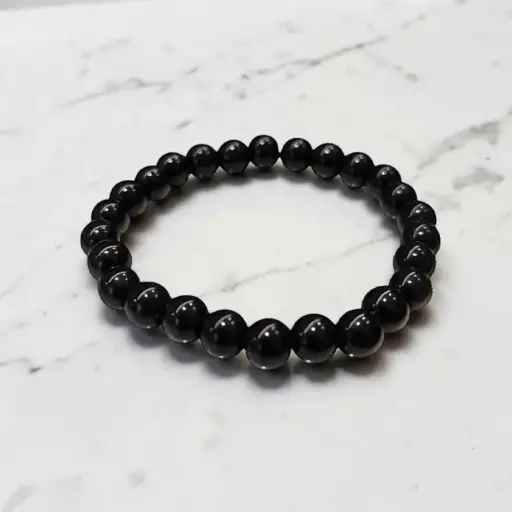 Pulsera Gema Elastica Obsidiana Negra 6mm