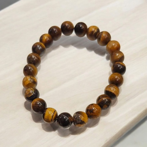 Pulsera Gema Elastica Ojo de Tigre 8mm 