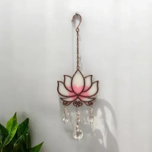 Movil Metal Colgante Flor de Loto Rosa 36cm