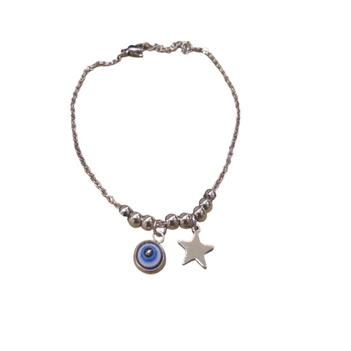 Pulsera Acero con Estrella y Ojo Turco