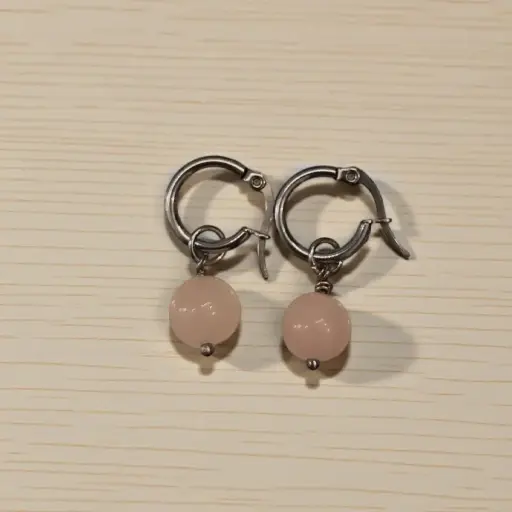 Aros Gema Cuarzo Rosa Esfera 10mm Argoya 