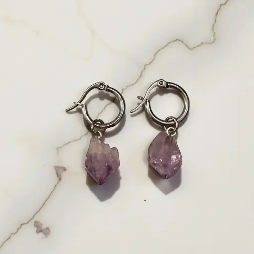 Aros Gema Amatista Bruto Argoya 