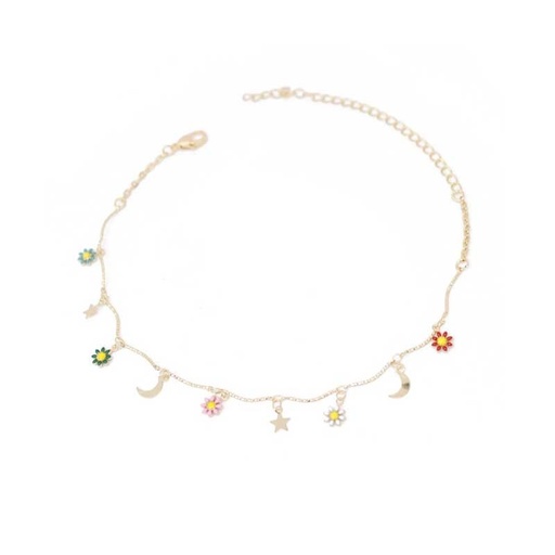 Collar Choker con Flores, Lunas y Estrellas