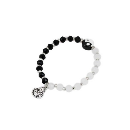 Pulsera Buda Blanca y Negra Dije Yin y Yang