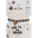 Pulsera Gris con Dorazo con Corazon y Ala