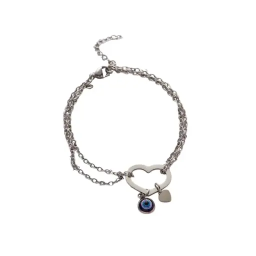 Pulsera Trendy Corazon con Ojo Turco Azul