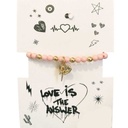 Pulsera Rosa y Dorado con Corazon y Rayo