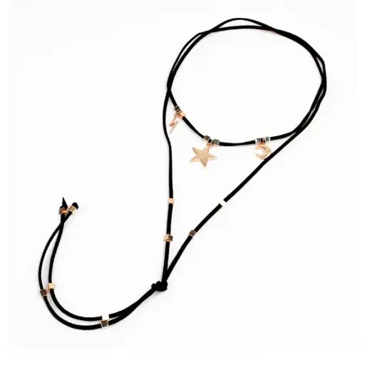 [107340] Collar de Gamuza Sky Gold Negro