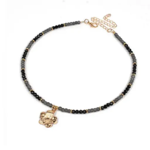 [107232]  Collar Flexible Gold Tone Black