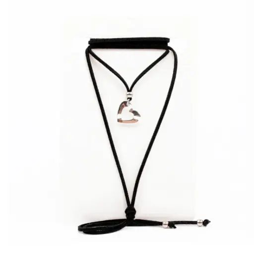 [107429] Collar de Gamuza Side Heart Negro