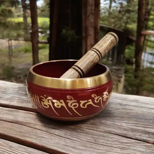 Cuenco Tibetano 10.5cm Rojo Mantras