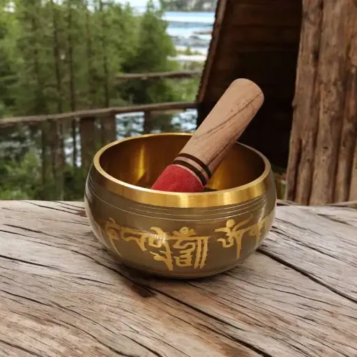 Cuenco Tibetano 13cm Dorado Mantras