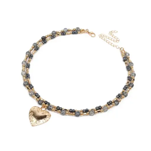 [107347] Collar Flexible Double Heart Blue