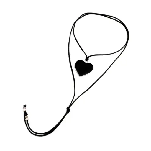 [107247] Collar de Gamuza Full Color Heart Black