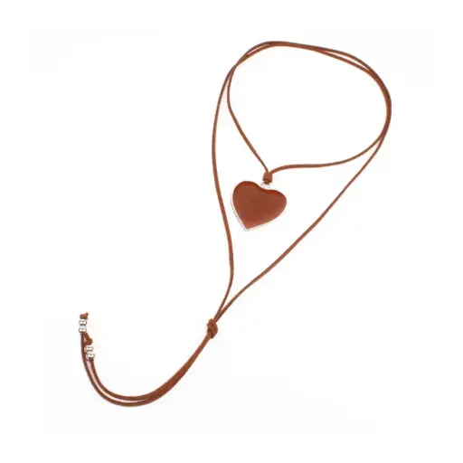 [107247] Collar de Gamuza Full Color Heart Marron
