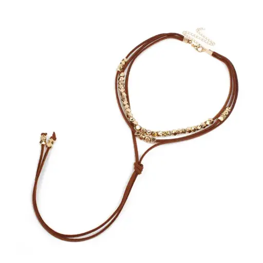 [107368] Collar de Gamuzas Gold Diamonds Marron