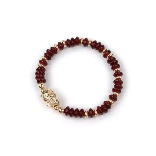[93169] Pulsera Elaatica Golden Neko Bordo