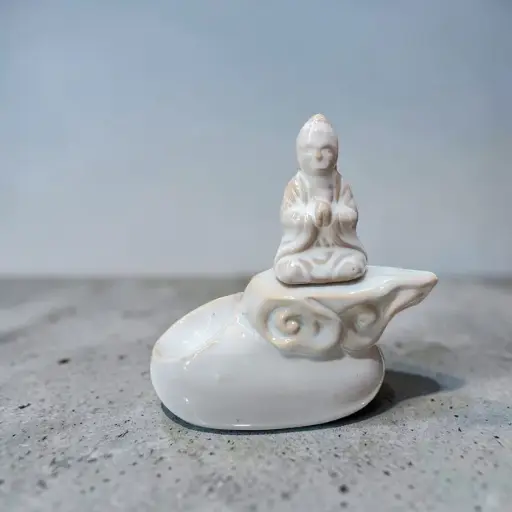 Porta Sahumerio Blanco Buda 12cm