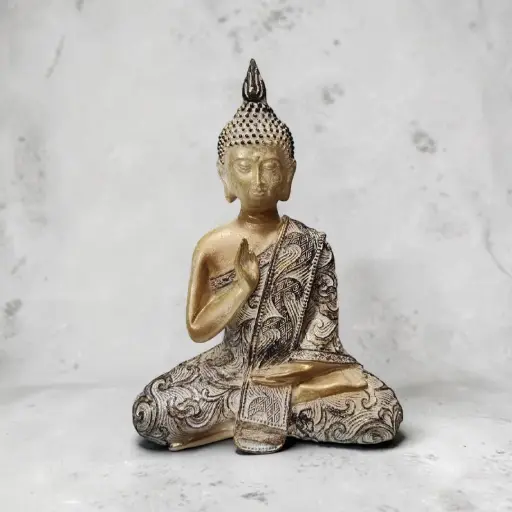 Buda Meditando Manto Tallado 20cm 
