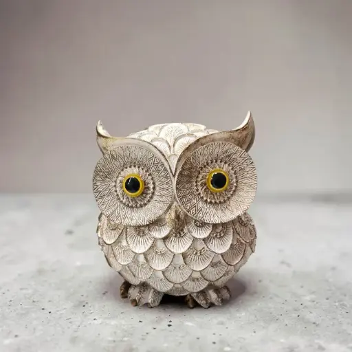 Buho Blanco Resina 10cm
