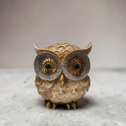 Buho Dorado Resina 10cm