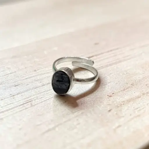 Anillo Gema Turmalina Negra Regulable