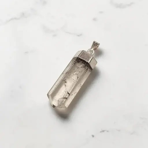 Dije Gema Cuarzo Cristal Punta Electroplate