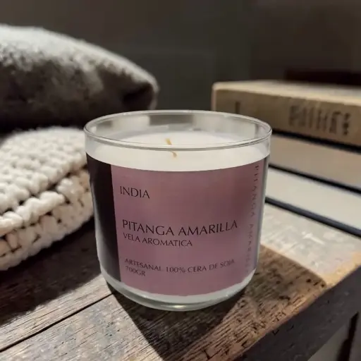 Vela Cera de Soja Aromantica India Pitanga Amarilla 700gr