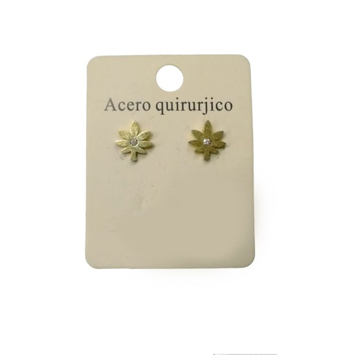 Aros Acero Quirurgico Flor Plateada con Strass