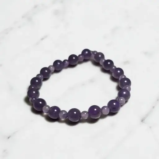 Pulsera Gema Amatista Elastica 6mm