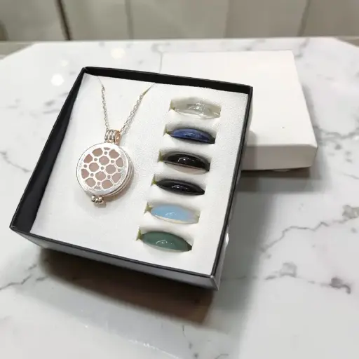 Combo Dije con Relicario con 7 Gemas 