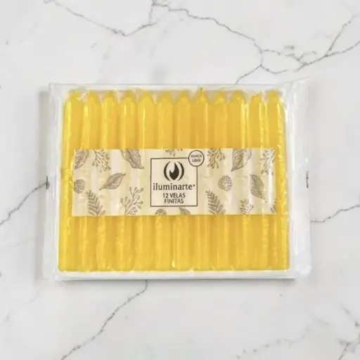 [7798081510619] Velas Finas x12u Amarilla Iluminarte