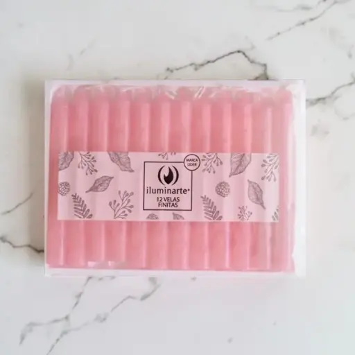 [7798081510619] Velas Finas x12u Rosa Iluminarte