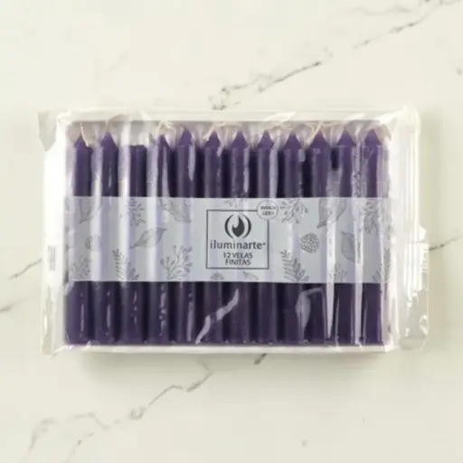 [7798081510619] Velas Finas x12u Violeta Iluminarte