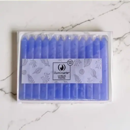 [7798081510619] Velas Finas x12u Celeste Iluminarte