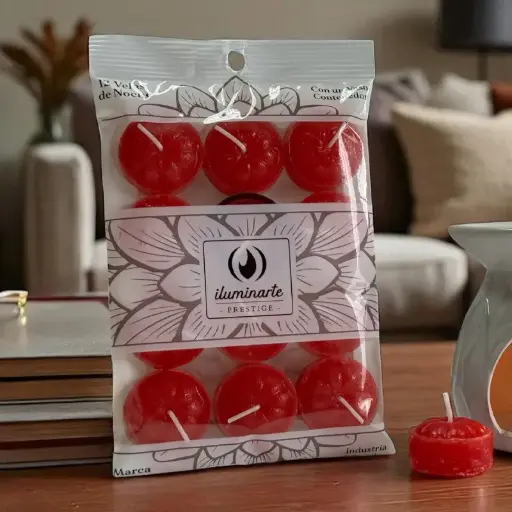 [7798081510503] Vela de Noche Roja x12u, Iluminarte