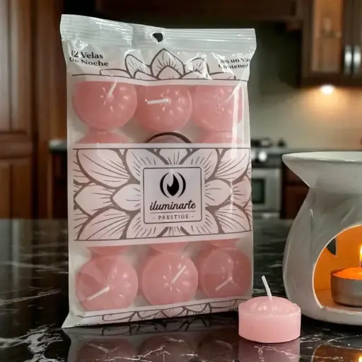 [7798081510503] Vela de Noche Rosa x12u, Iluminarte