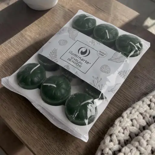 [7798081510503] Vela de Noche Verde x12u, Iluminarte