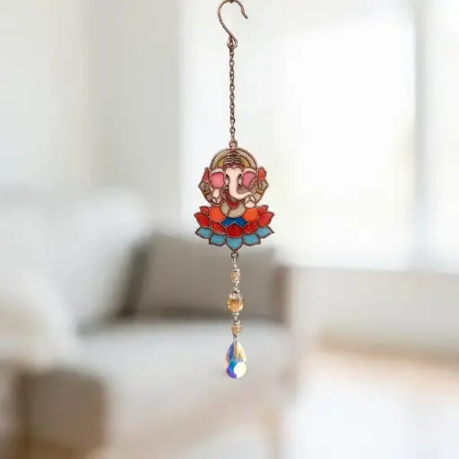 Movil Metal Colgante Ganesha con Atrapasol 38cm