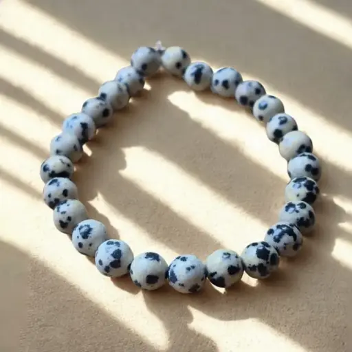 Pulsera Gema Elastica Jaspe Dalmata