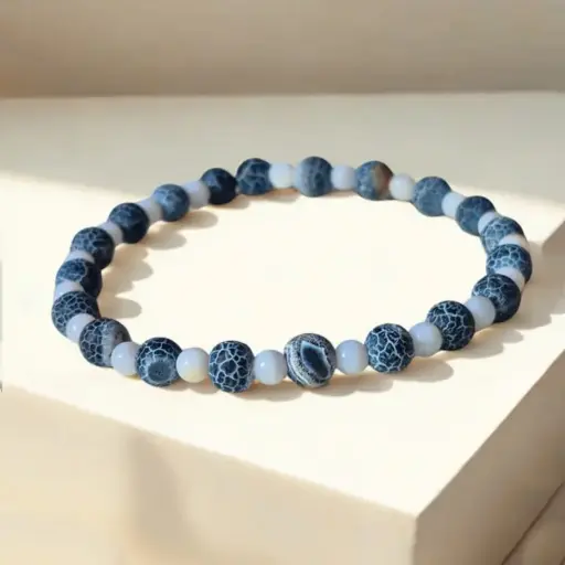 Pulsera Gema Elastica Piel de Serpiente y Nacar