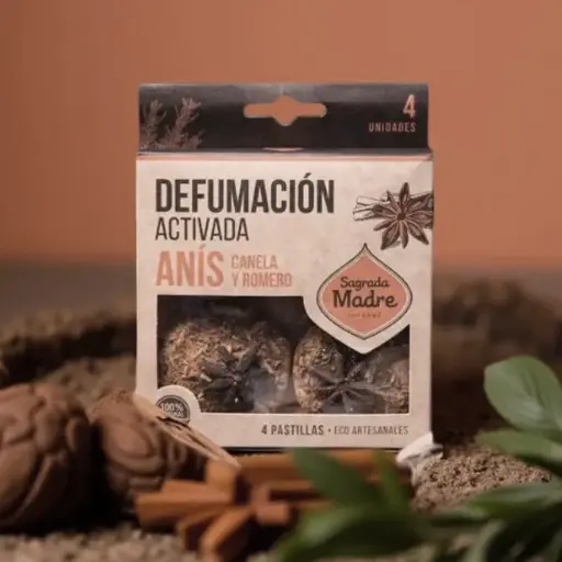 Pastillas Defumacion Activada Sagrada Madre x4u Anis, Canela y Romero