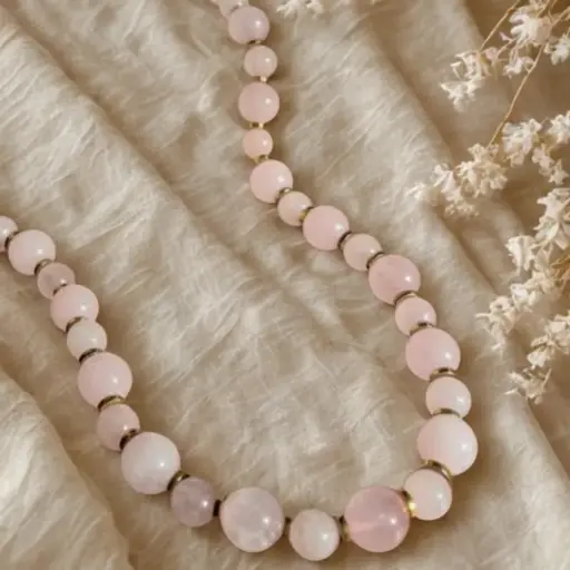 Collar Gema Cuarzo Rosa